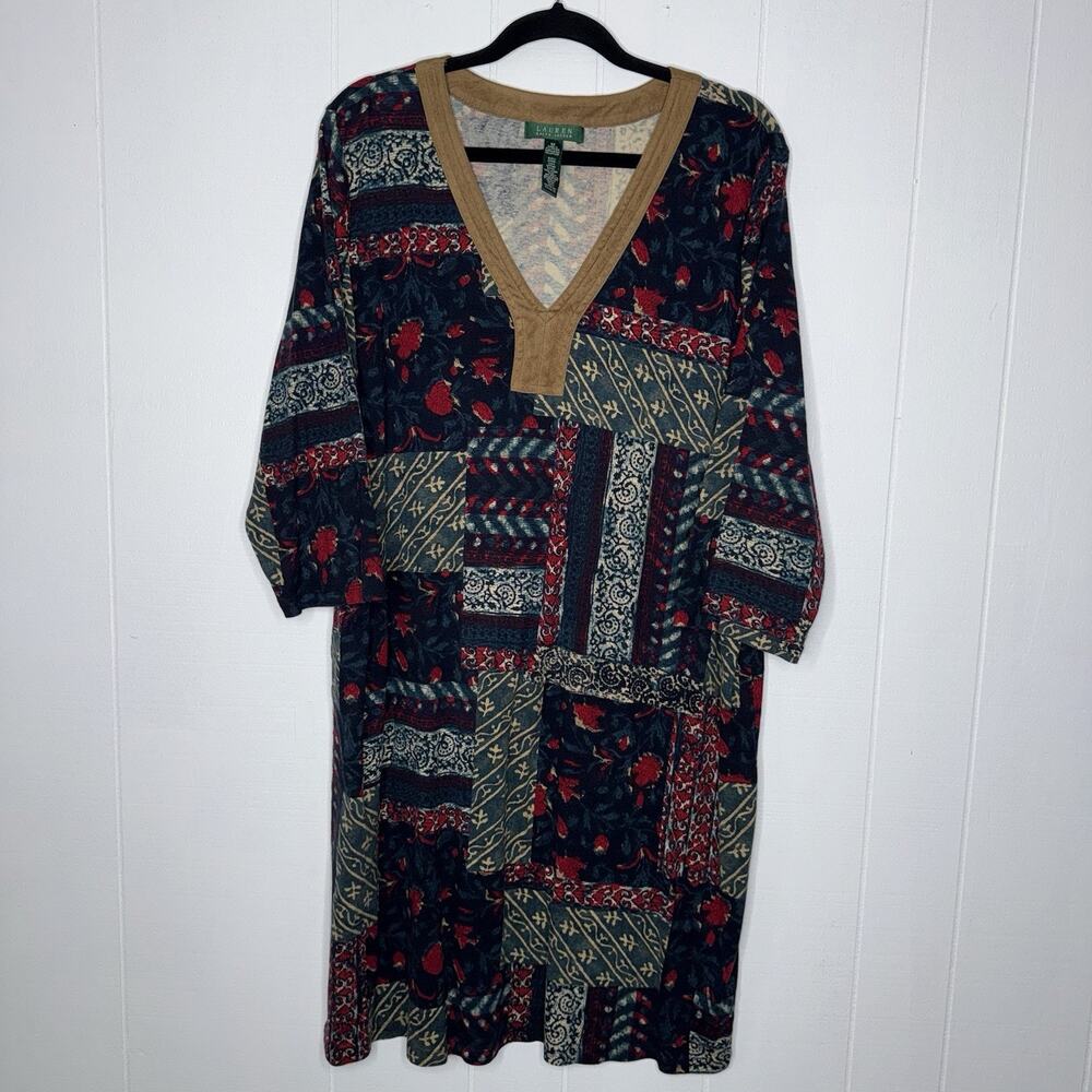 Lauren Ralph Lauren Women’s Patchwork Floral Shift Dress Western Size 3X